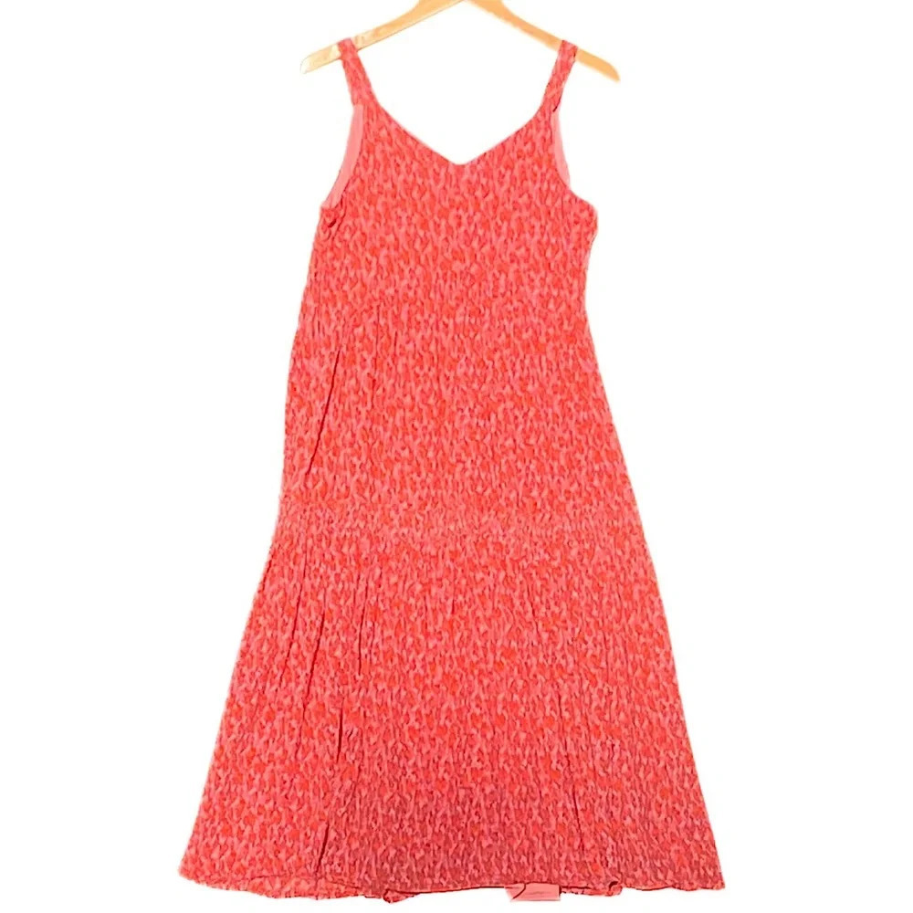 JOIE Women’s Boho Tiered Midi Dress Red and Pink Geo Print Lined size Medium - Picture 5 of 6